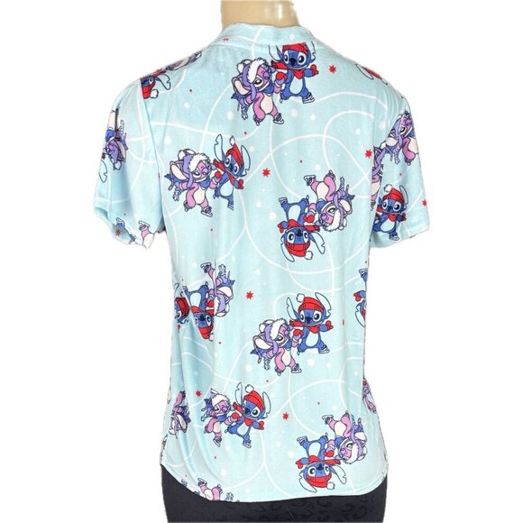 Disney XL Blue Lilo & Stitch Skating Graphic Velour Short Sleeve & Short PJ Set - Picture 8 of 10